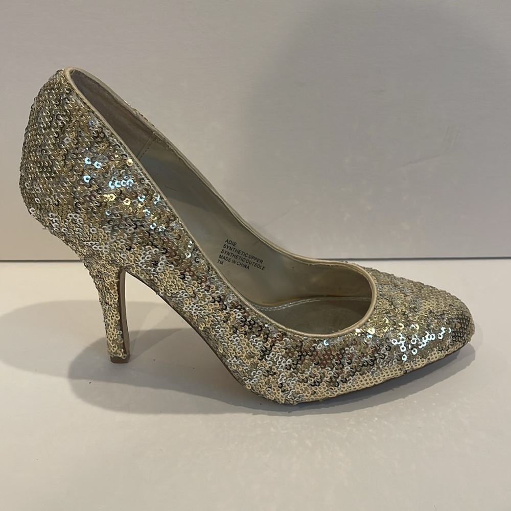 White House Black Market Gold Heels with Crystal Embellishments - Picture 6 of 8